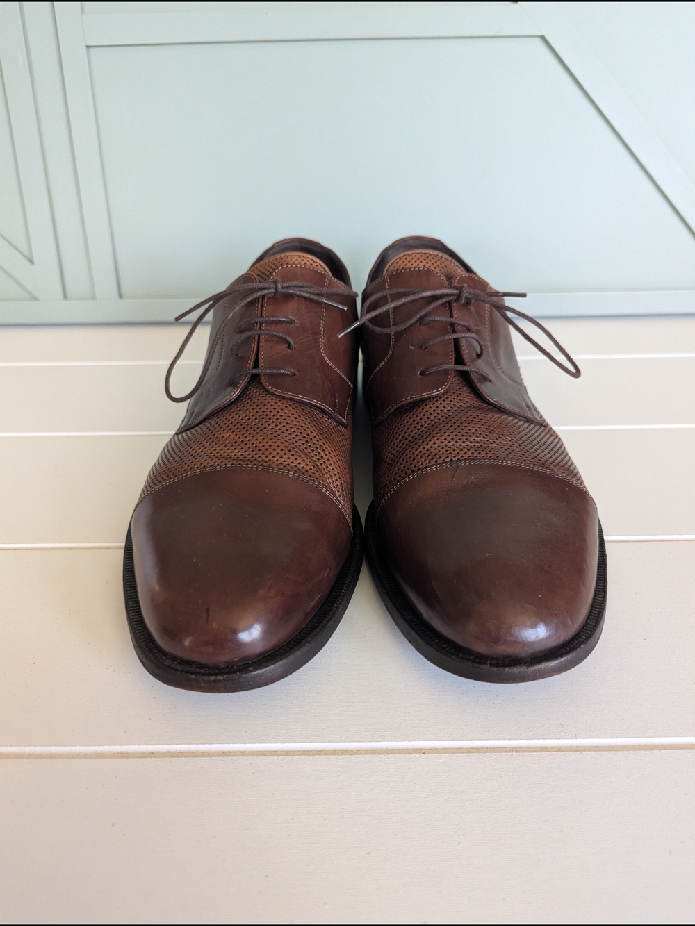 Men's Brown Leather Cap-Toe Oxford Shoes